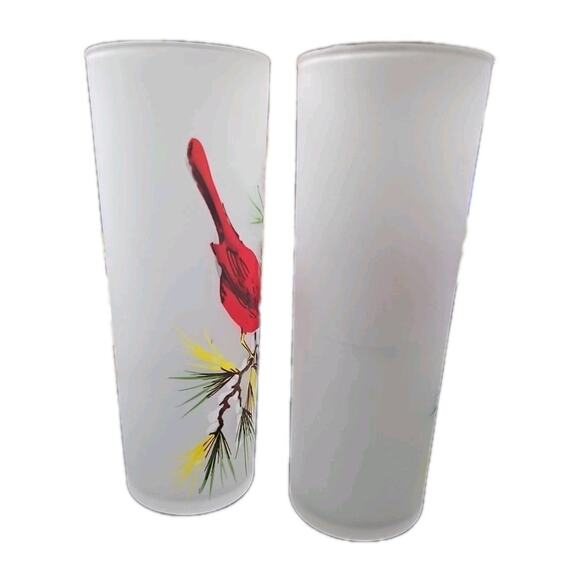 Frosted Cardinal Glasses Highball Iced Tea Tom Collins Vintage Set Of 2 6.75" - Picture 5 of 7